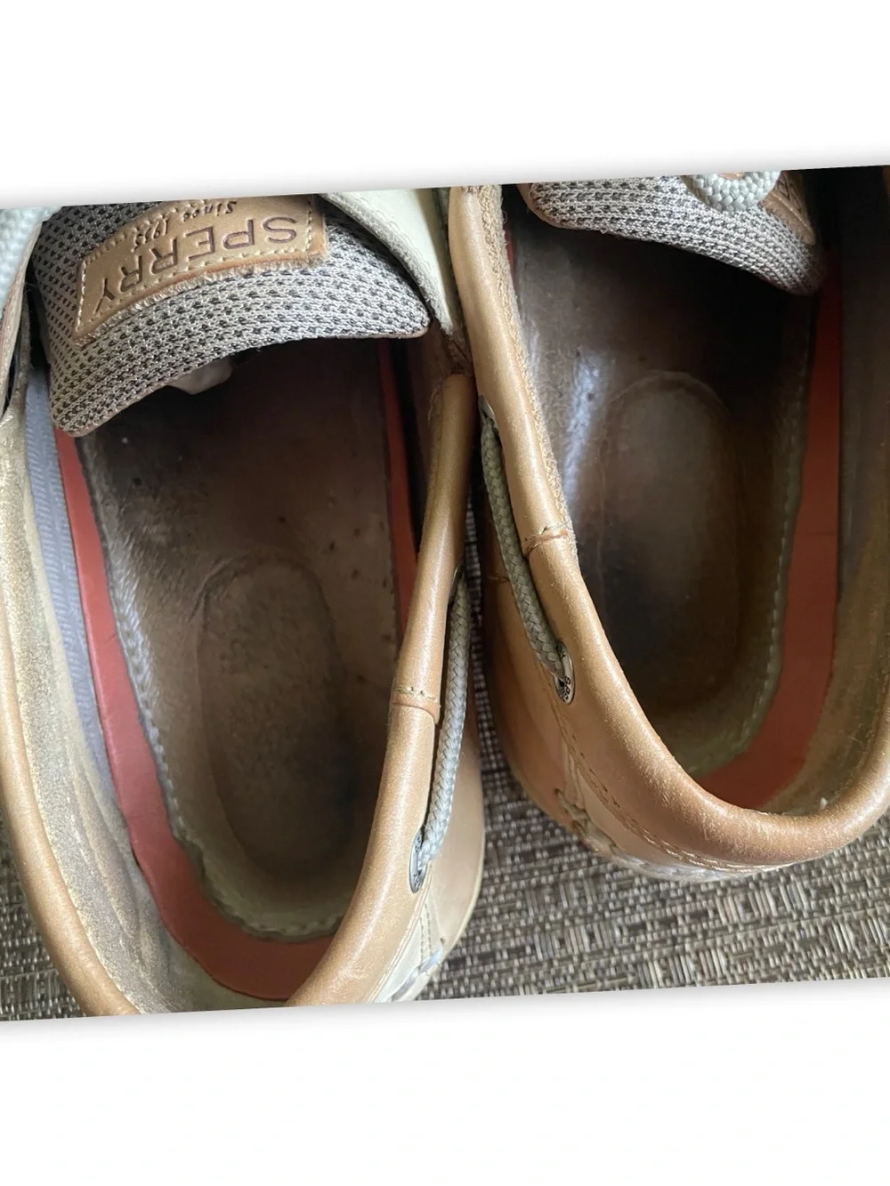 Sperry Top-Sider Men’s Tan Leather Mesh Boat Shoes Size 13M Comfort Casual